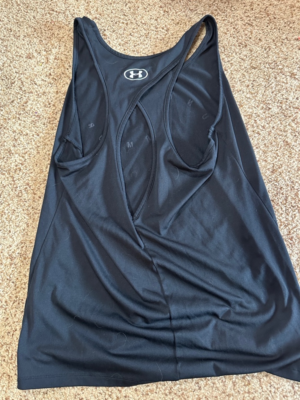 Under Armour Black Racerback Performance Tank with Pink Logo - Picture 2 of 2